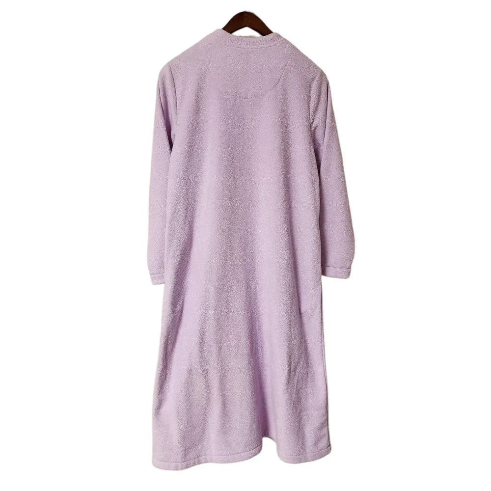 Vintage Sears Fundamentals Zip Up Housecoat Robe 1980's -‎ Size Small Purple